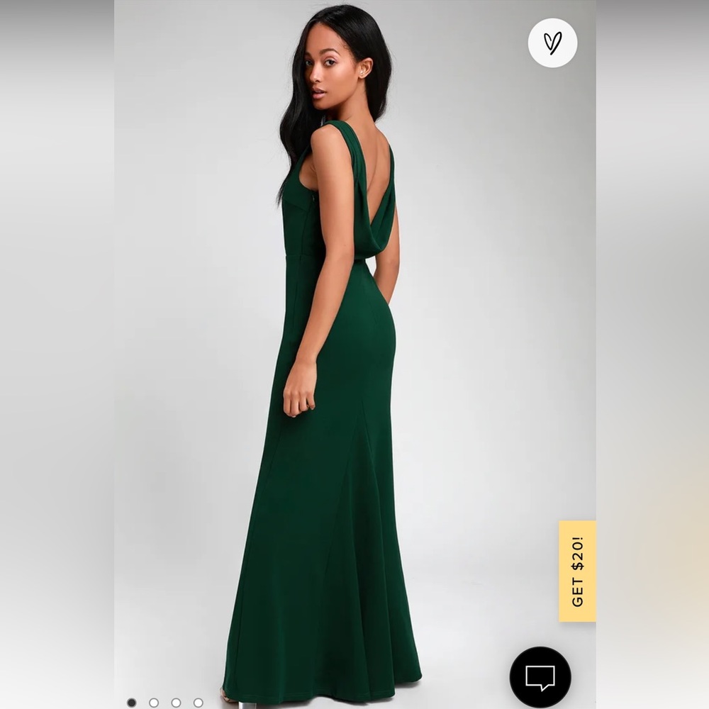 Lulu's Emerald Green Draped-Back Maxi Dress